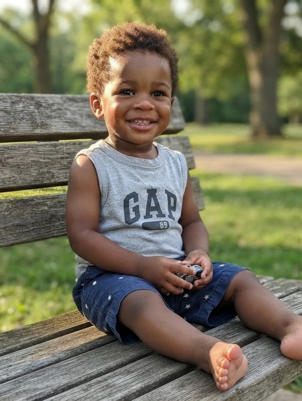 GAP 2T Gray Tank Top and Blue Star Shorts Set